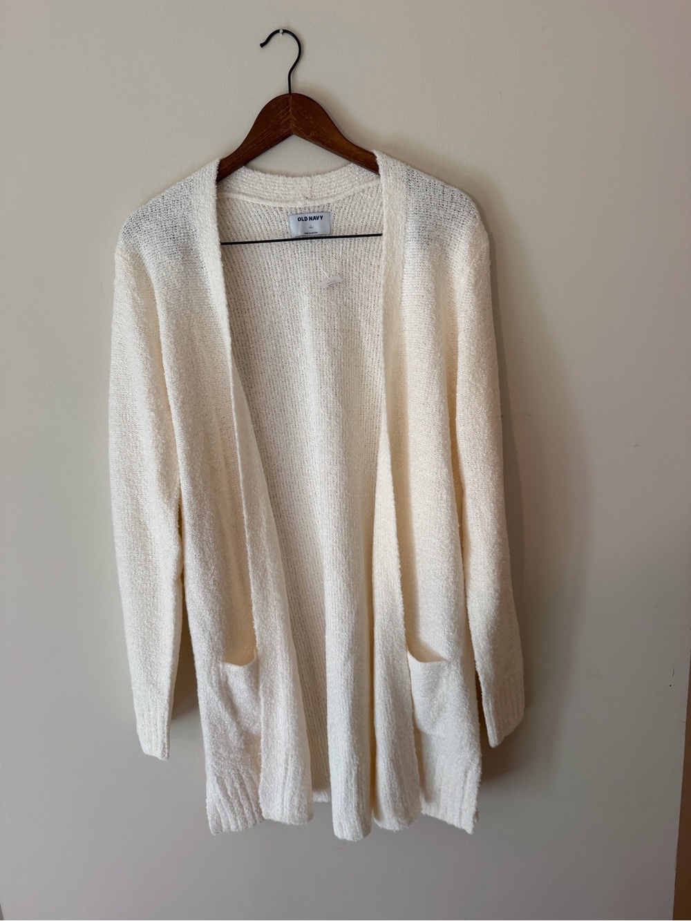 Old Navy Women's Soft Long Open Cardigan in Cream, Size L-T, NWT